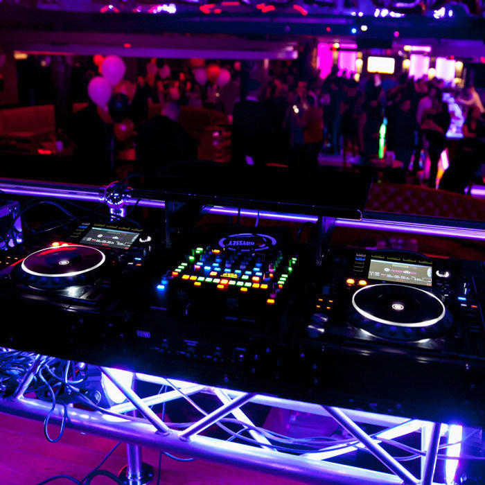 DJ Booth Neon Uplighter Setup